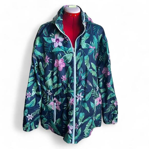 Old Navy Jackets & Blazers - Old Navy Tropical Orchid Print Windbreaker Zip Up Jacket With Hood